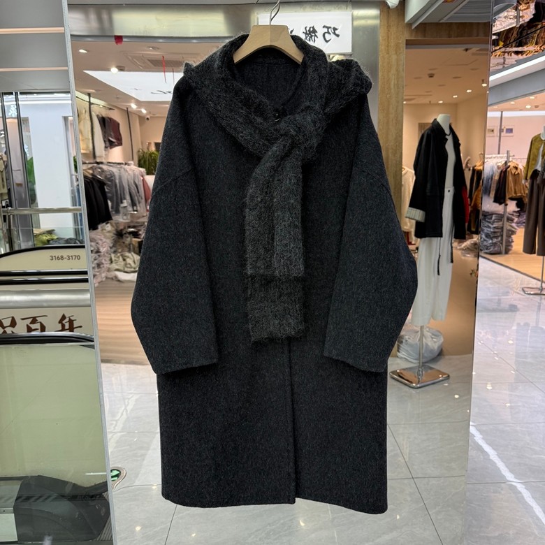 2025年冬装新款骆驼绒双面羊绒大衣外套圆领单排扣脱卸针织帽阔版,女装/女士精品,毛呢外套,淘宝优惠券,粉丝福利购,淘宝优惠卷