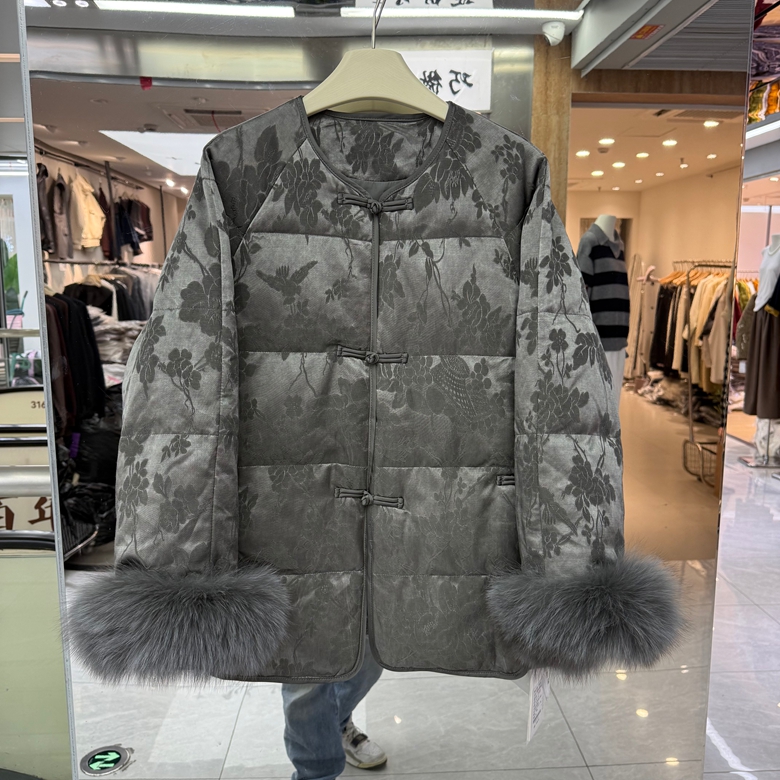 新中式香云纱鹅绒加厚羽绒服