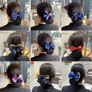 职业头花女护士头花发网工作酒店银行服务员蝴蝶结盘发发夹网兜