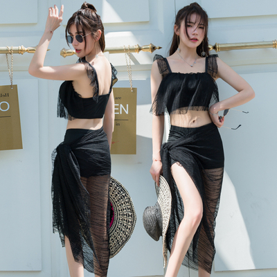 韩国性感bikini泳衣女夏纯色分体