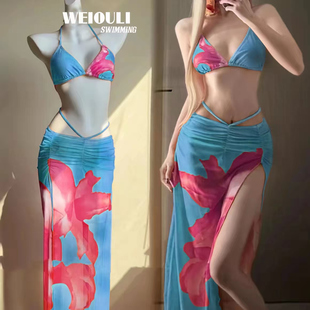 比基尼bikini三件套海岛风性感辣妹度假拍照游泳衣女 女神假日