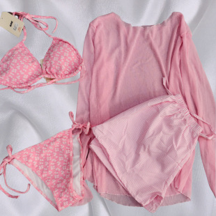 分体绝美泳衣女高级感泡温泉纯欲性感海边度假泳装 气泡小碎花