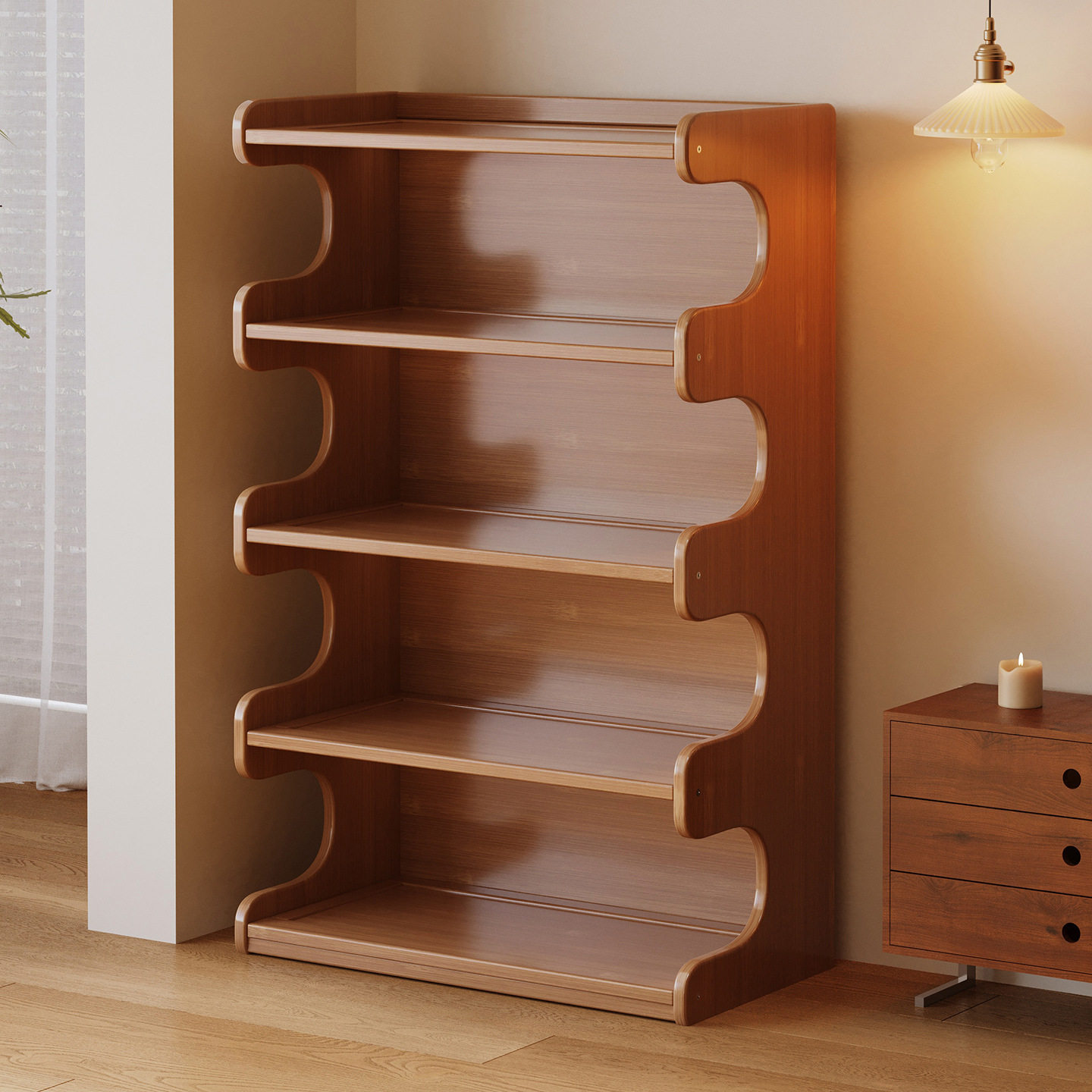 书架置物架落地书柜家用一体靠墙储物书桌边简易多层杂物收纳柜子