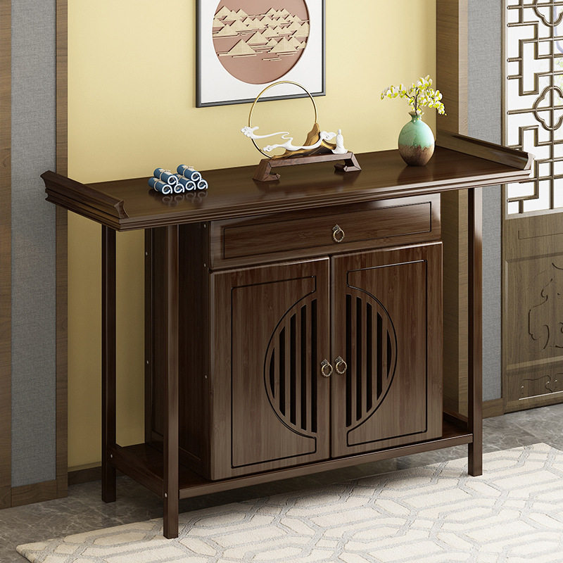 新中式供桌摆件展示台花瓶瓷器置物架供台条案桌子玄关柜收纳架子