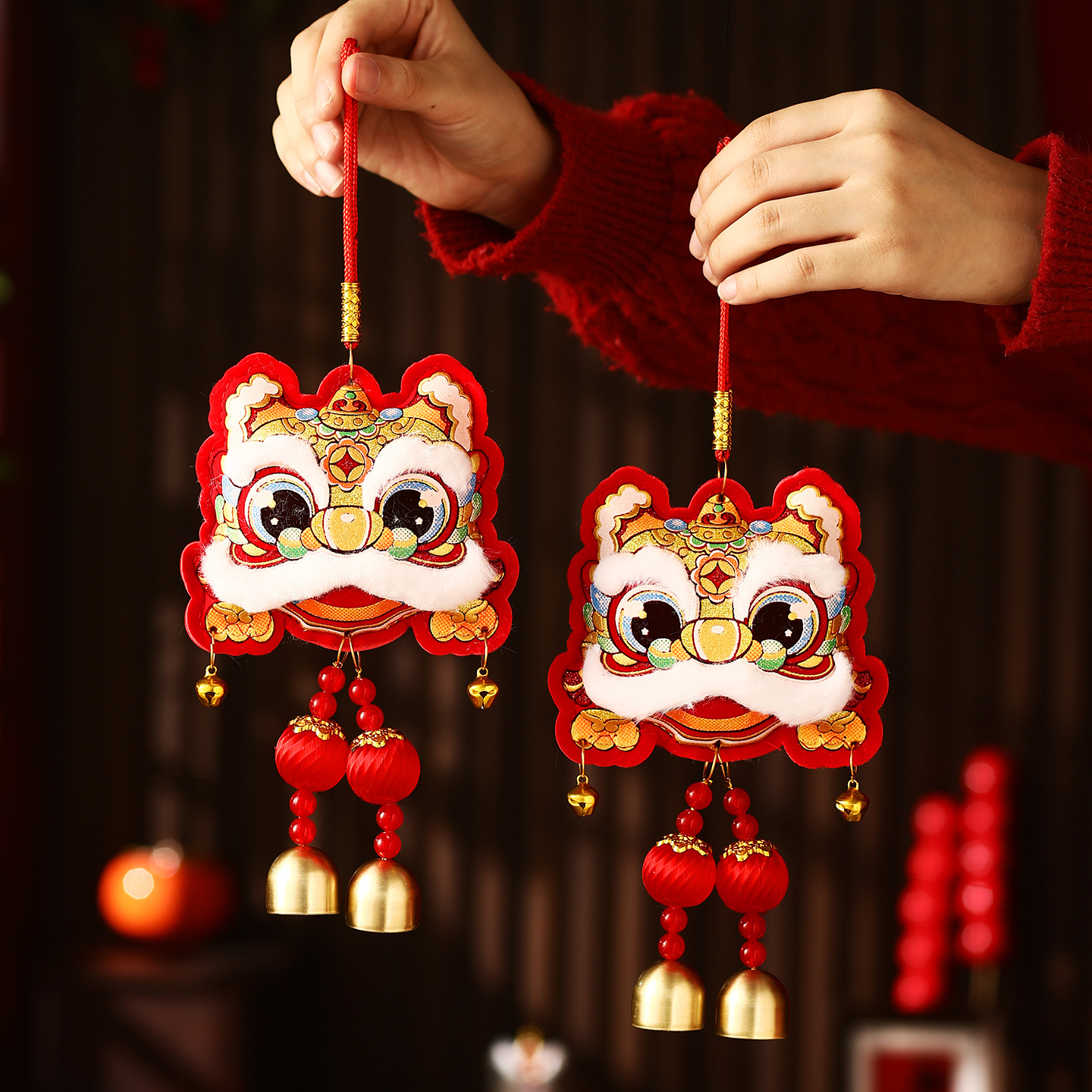 2026新款马年挂件过年入户门醒狮苹果挂饰春节用品年货新年装饰品
