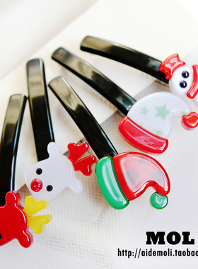 韩国进口 AZNAVOUR AZ 雪人圣诞帽小鹿发夹边夹小夹