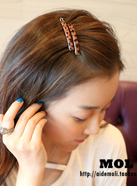 韩国进口 AZNAVOUR/AZ  简单基础款豹纹/小水玉波点 发夹边夹