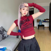 女团kpop红色短款 甜辣妹jazz爵士跳舞蹈专用圣诞节穿搭上衣服装 夏