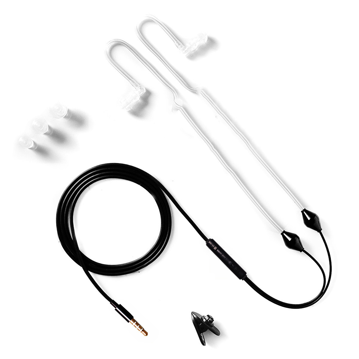 手机防辐射带麦双边入耳真空螺旋管空气导管耳机3.5双耳