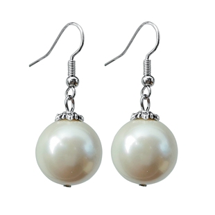 12-16MM大贝珠耳坠女 优雅气质名媛风耳饰白色仿珍珠经典单珠耳环