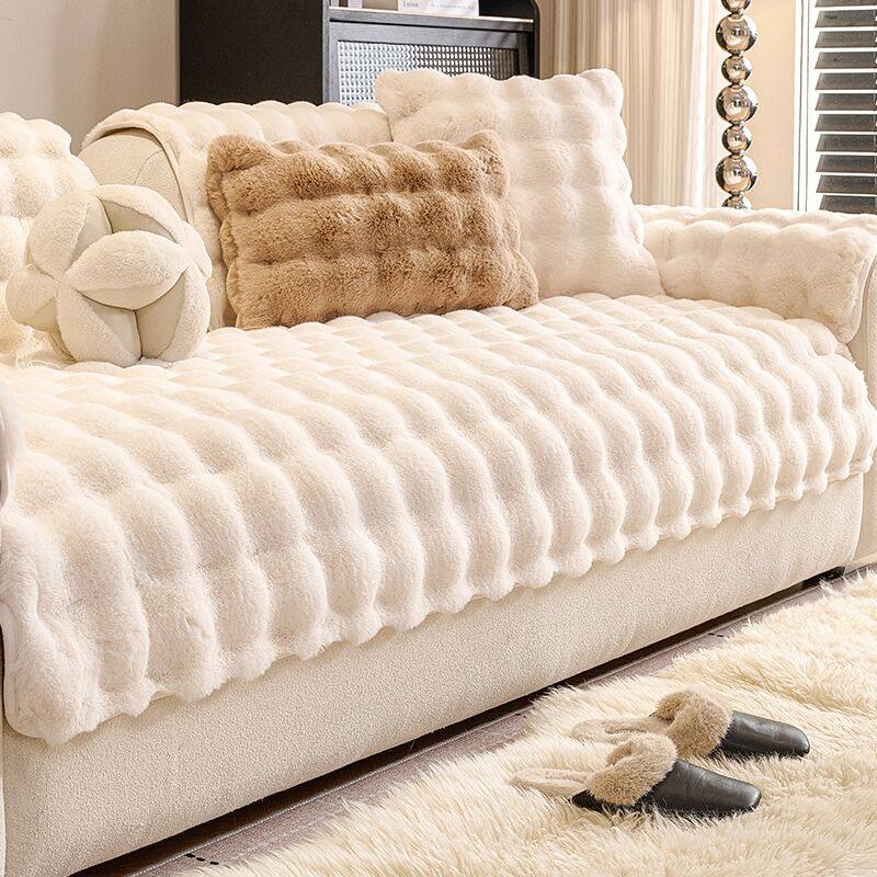 2025新款兔兔绒沙发垫子加厚防滑皮沙发垫套盖布日式侘寂风奶油色,居家布艺,沙发垫,淘宝优惠券,粉丝福利购,淘宝优惠卷