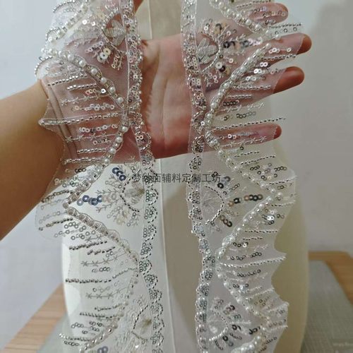 珠绣带珍珠花边 银珠银片新娘婚纱礼服装饰辅料 DIY 新品上市