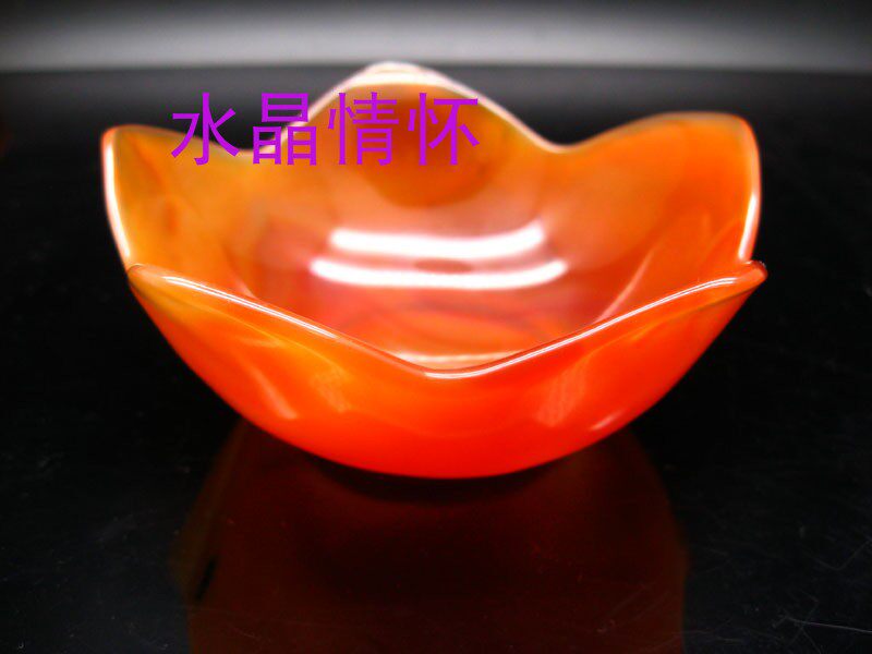 冰透水润7914天然玛瑙切片莲花碗10.5厘米摆件笔洗糖果盘