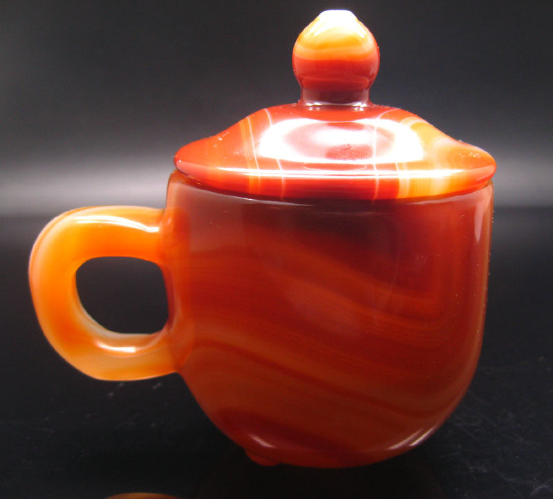 9050天然玛瑙茶杯茶缸7.4厘米玛瑙茶具提梁壶