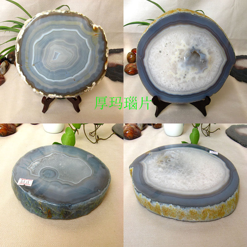 天然水晶厚玛瑙片摆件茶杯垫玉髓调色盘展示板牙科美甲工具壶承