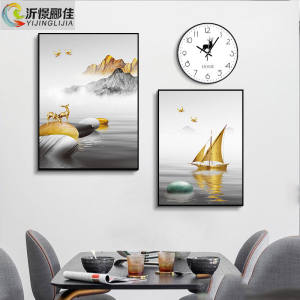 沂憬郦佳北欧餐厅装饰画创意组合饭厅带表壁画客厅沙发背景墙挂画