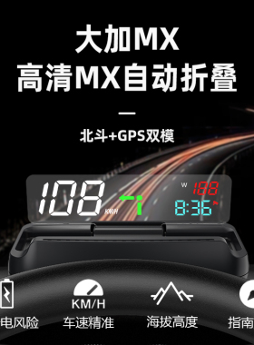 HUD抬头显示器汽车通用自动折叠gps车速显示器海拔仪新能源车可用