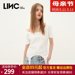 U领半袖 LINC金羽杰2023春夏季 新款 轻机能修身 T恤上衣女S232FK155Y