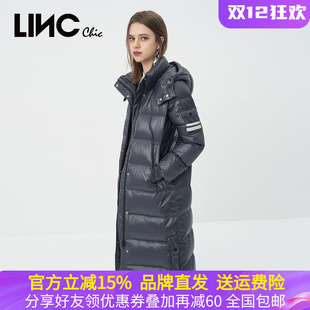 LINC金羽杰2022冬新款 连帽加厚面包羽绒服女Y22808191 防护感长款