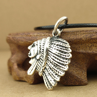 孤品 S925纯银项链 印第安人银吊 项链坠送黑绳 数量有限不退不换