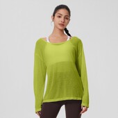 新款 女透气防晒衣健身冰丝瑜伽服吸湿速干衣瑜伽 宽松运动罩衫