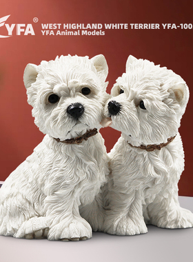 吉佳美YFA直销西高地情侣犬仿真狗模型车载摆件树脂工艺品纪念品