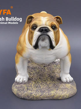 YFA模玩仿真英斗狗模型英国斗牛犬桌面摆件客厅艺术品英牛工艺品