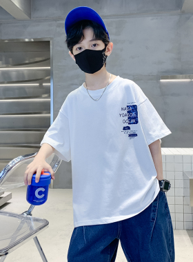 NASA韩国男童短袖T恤夏季2025新款大童粉色半袖夏装男孩纯棉上衣9