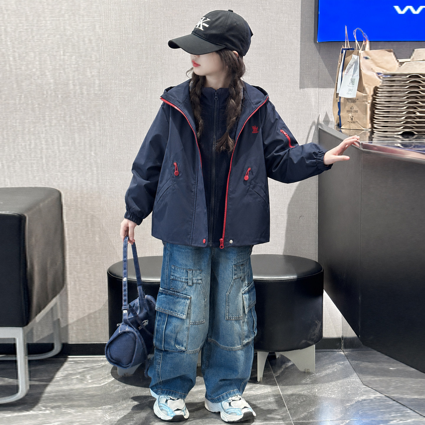 女童三合一冲锋衣2026秋季新款中大儿童可拆卸两件套户外防风外套