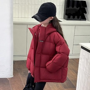 女童羽绒服冬季新款儿童白鸭绒外套加厚保暖中大童潮短款连帽冬装