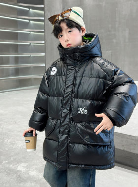 儿童装男童羽绒服冬季2025新款男孩中长款白鸭绒加厚保暖外套冬款