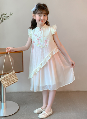 韩国女童连衣裙夏季2026新款洋气时尚中大童新中式旗袍汉服公主裙