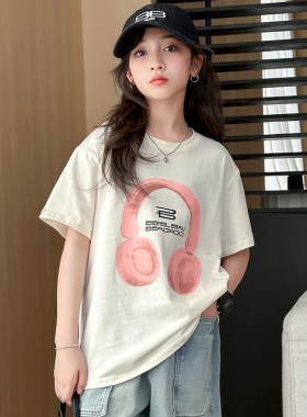 韩国潮女童短袖t恤夏季薄款2025新款儿童半袖上衣洋气韩版休闲潮T