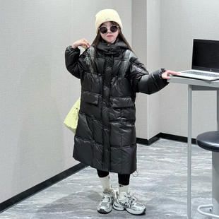 女童羽绒服中长款冬季2025新款中大童白鸭绒加厚外套韩版保暖冬装