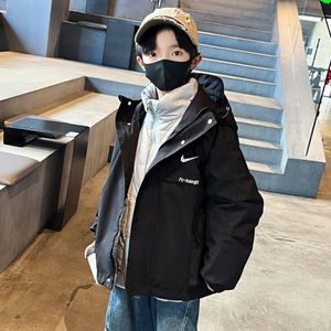 耐克顿男童羽绒服冲锋衣外套冬季新款羽绒内胆痞帅中大儿童两件套