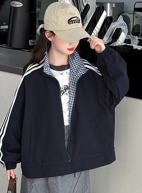 韩国潮女童外套春秋款2025新款中大童秋季洋气时髦宽松两面穿上衣