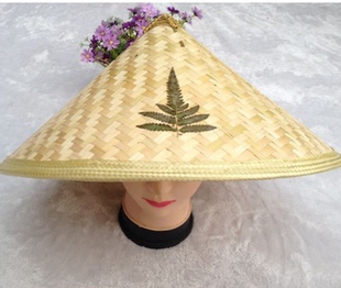 夏天男士斗笠帽加大尖顶草帽竹编帽户外表演钓鱼遮阳农民装饰防晒