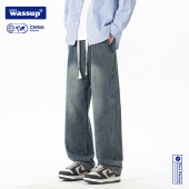 加厚潮牌宽松直筒抽绳牛仔休闲长裤 DORA 冬季 男女款 WASSUP牛仔裤