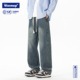 WASSUP牛仔裤 男女款 冬季 DORA 加厚潮牌宽松直筒抽绳牛仔休闲长裤