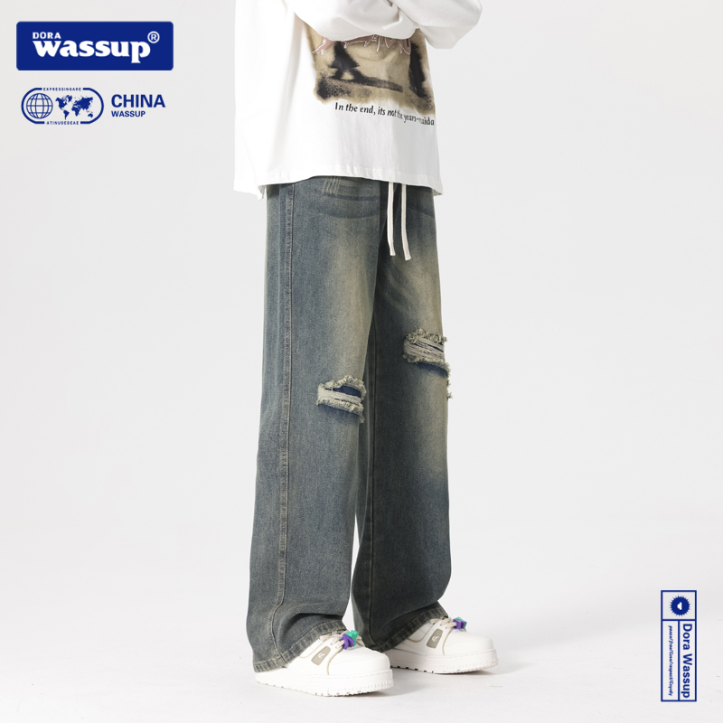 DORAWASSUP破洞牛仔裤男女款