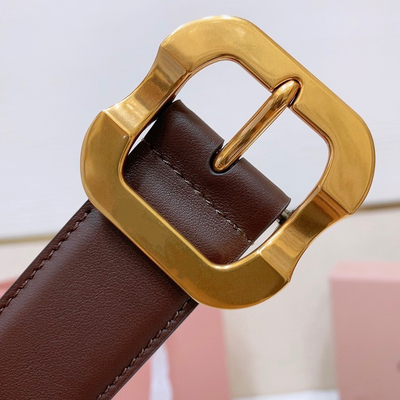 2025新款M系3.5cm宽方形针扣真皮腰带女头层牛皮百搭简约复古时尚