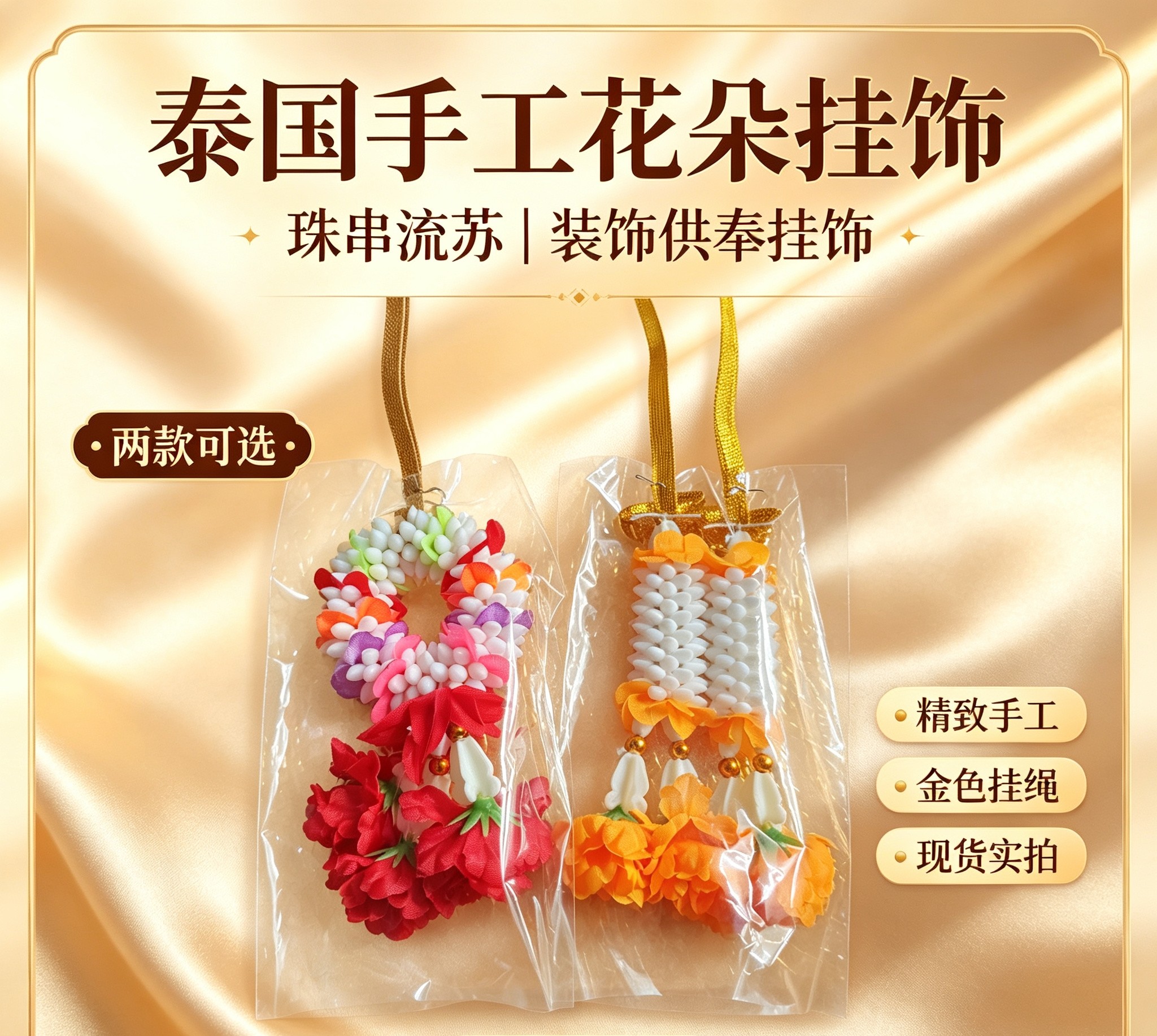 泰国仿真手工花环挂饰供奉贡品