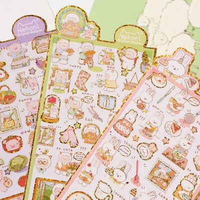 nekoni烫金防水贴可爱卡通