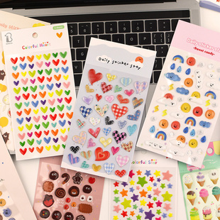 韩国BONITO立体滴胶贴纸爱心星星天气表情冰激凌笑脸表情手机贴画