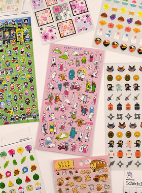 10元3包可爱卡通人物动物忍者寿司贴纸日本料理相扑企鹅手账贴画