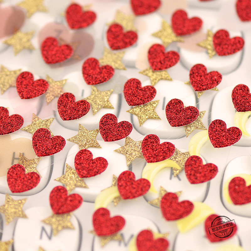 红桃心贴纸五角星星月亮爱心手帐标记手机素材装饰可爱咕卡小贴画