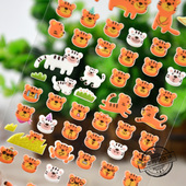 韩国funny贴纸兔子猴鸡老虎手账帐3d立体手机小可爱装 饰素材画