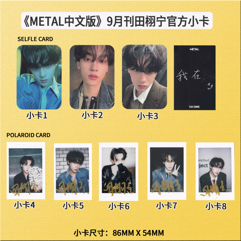 现货正版  田栩宁 metal 官方小卡 拍立得小卡 1-8款 可选 Metal 中文版杂志2025年9月 无杂志  田栩宁 封面 A/B/C/D 总8张