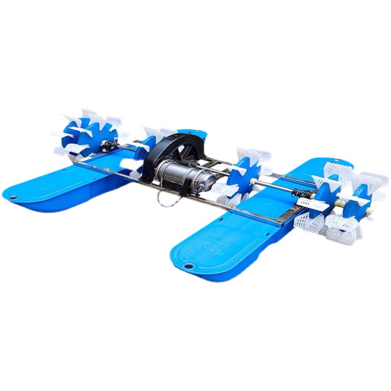 上海义民水车式增氧机大功率鱼塘养殖不锈钢电机免波箱义民增氧机