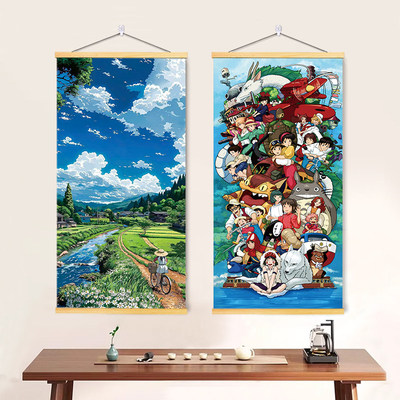 宫崎骏动漫全家福风景治愈系挂画